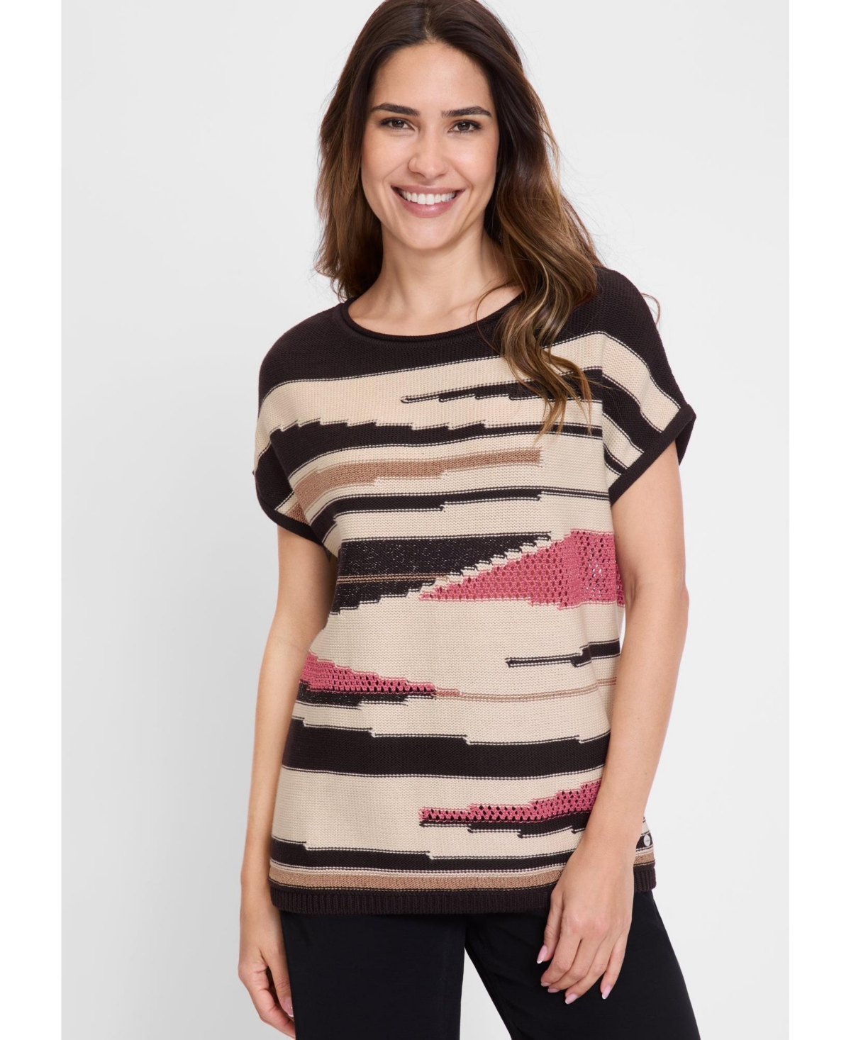 Olsen Women’s Ajour Knit Pullover – Black Olsen Women’s Ajour Knit Pullover – Black