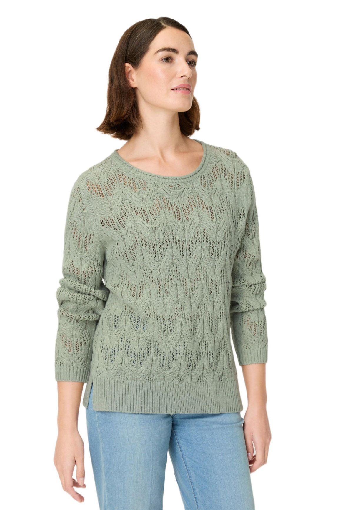Olsen Women’s Artisan Stitch Sweater – Salvia green Olsen Women’s Artisan Stitch Sweater – Salvia green