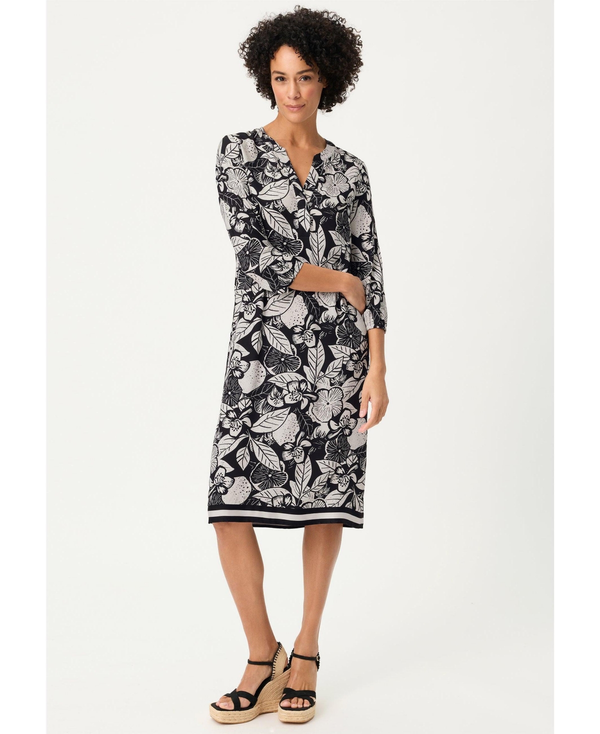 Olsen Women’s Floral Tunic Dress – Black