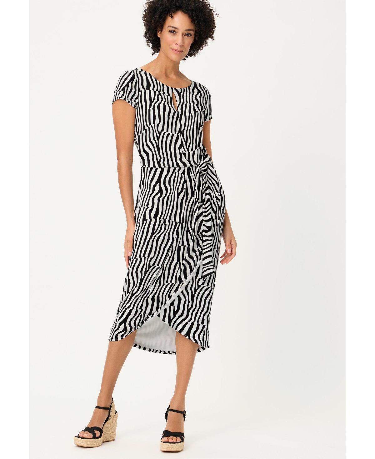 Olsen Women’s Modern Zebra Faux Wrap Dress – Black Olsen Women’s Modern Zebra Faux Wrap Dress – Black