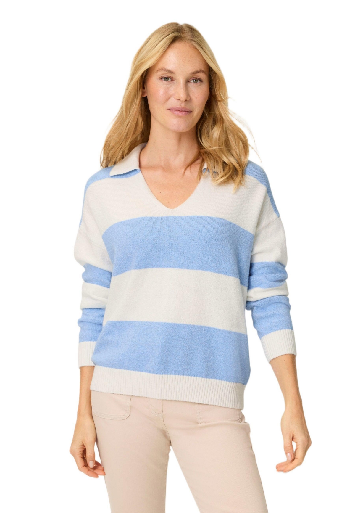 Olsen Women’s Open Collar Sweater – Cloud blue Olsen Women’s Open Collar Sweater – Cloud blue