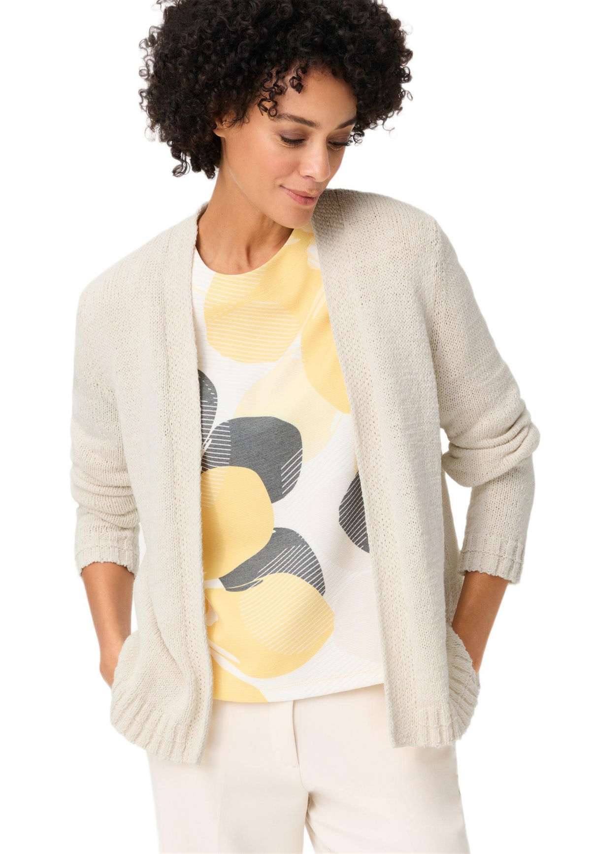 Olsen Women’s Open Front Cardigan – Linen beige