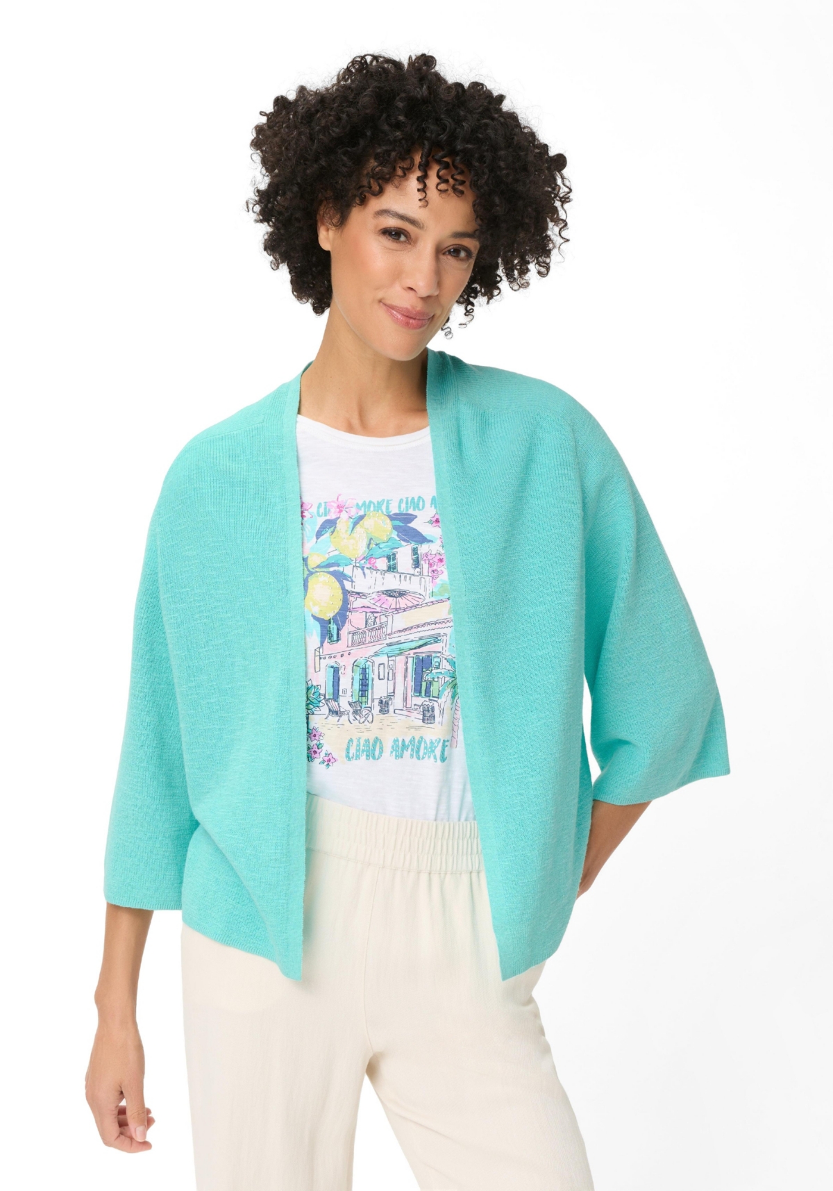 Olsen Women’s Openfront Cropped Cardigan – Pool blue Olsen Women’s Openfront Cropped Cardigan – Pool blue
