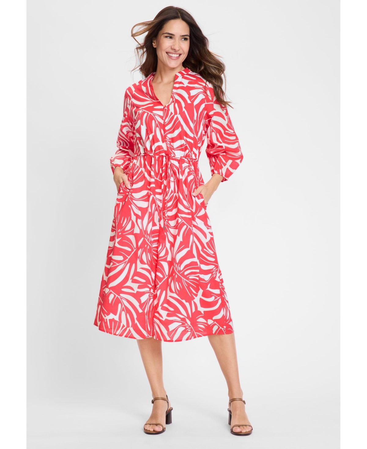 Olsen Women’s Palm Statement Print Dress – Misty rose Olsen Women’s Palm Statement Print Dress – Misty rose