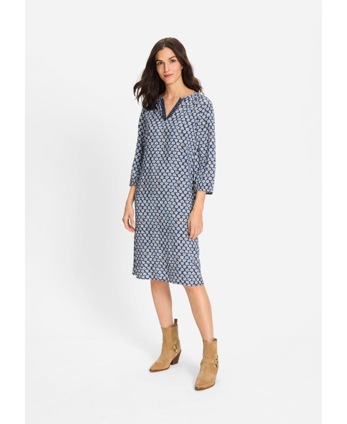 Olsen Women’s Printed Dress – Indigo denim