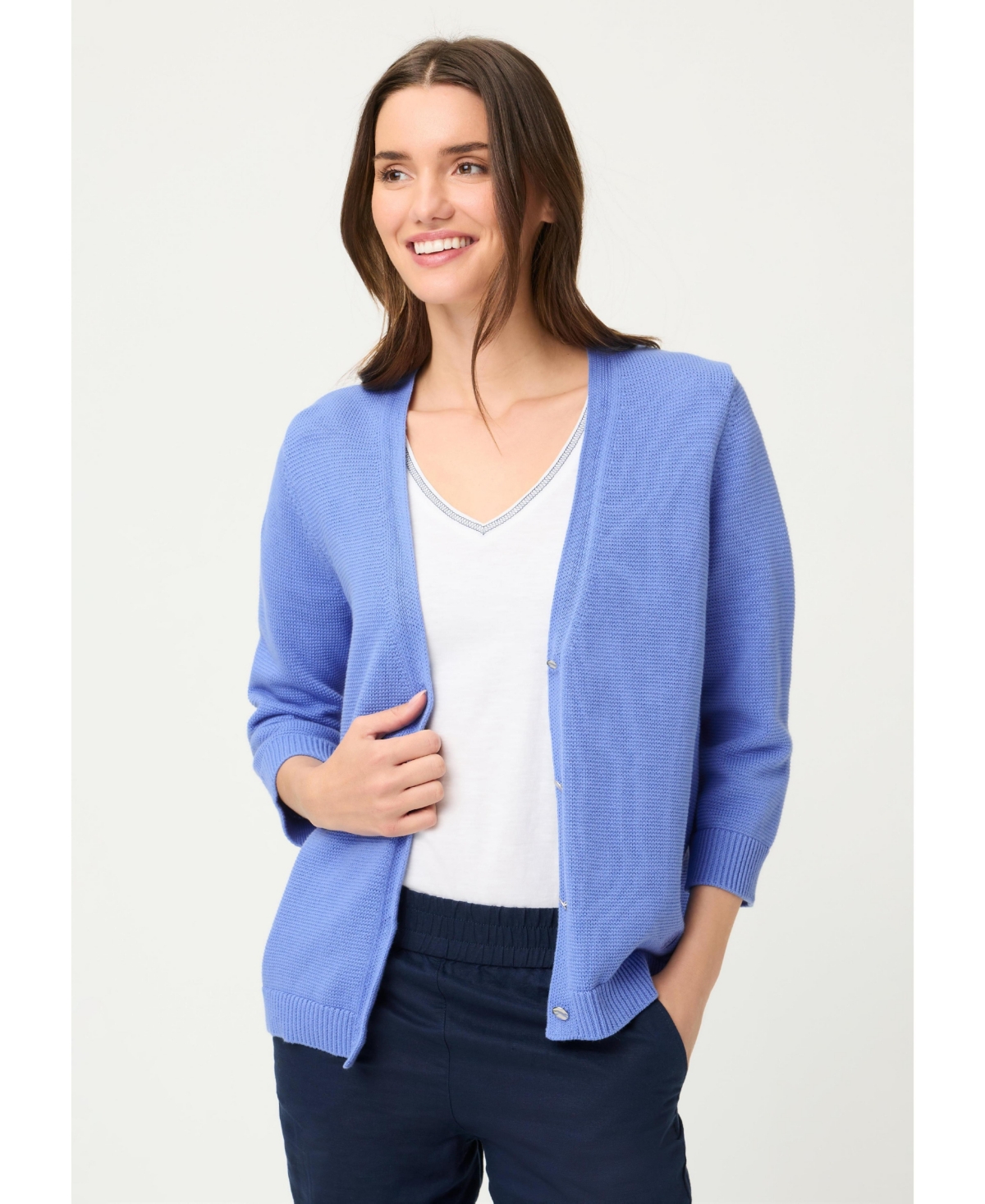 Olsen Women’s Solid V-Neck Cardigan – Bay blue Olsen Women’s Solid V-Neck Cardigan – Bay blue