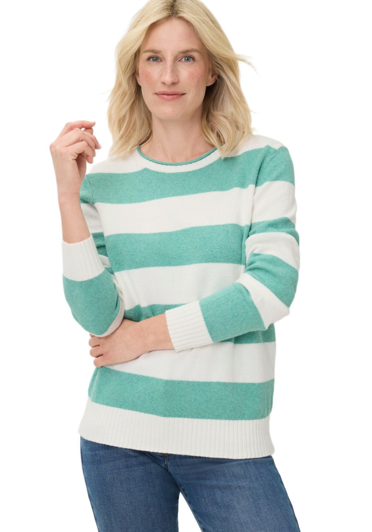 Olsen Women’s Stripe Sweater – Dark mint
