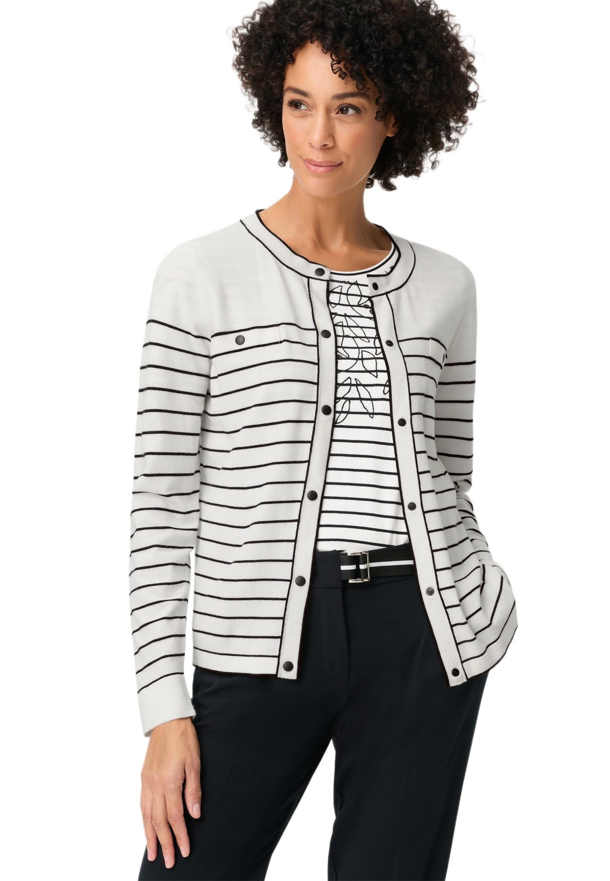 Olsen Women’s Striped Cardigan – Off white Olsen Women’s Striped Cardigan – Off white