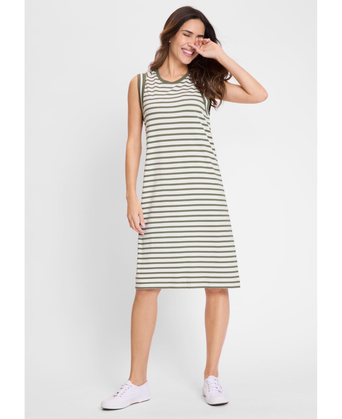 Olsen Women’s Striped Knit Dress – Olive Olsen Women’s Striped Knit Dress – Olive