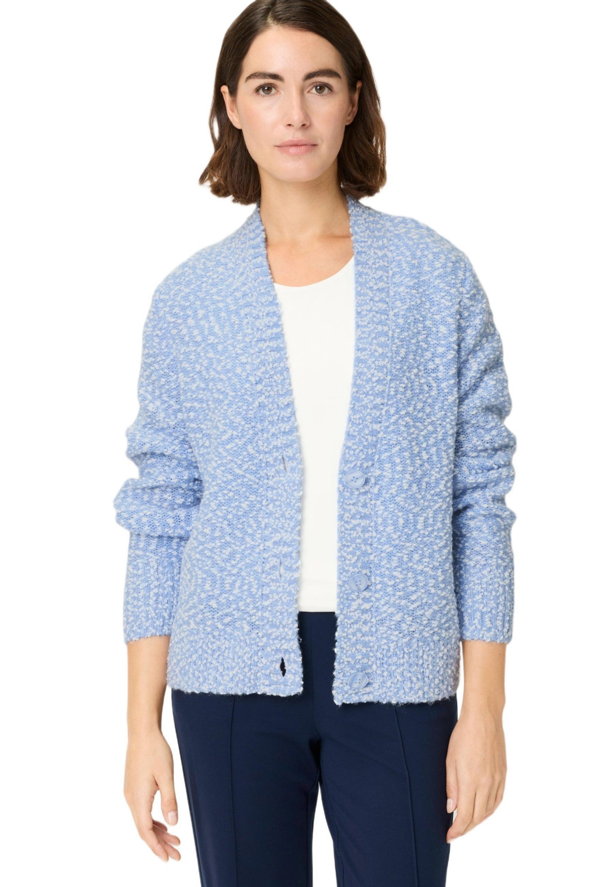 Olsen Women’s Two-Tone Boucle Cardigan – Cloud blue Olsen Women’s Two-Tone Boucle Cardigan – Cloud blue