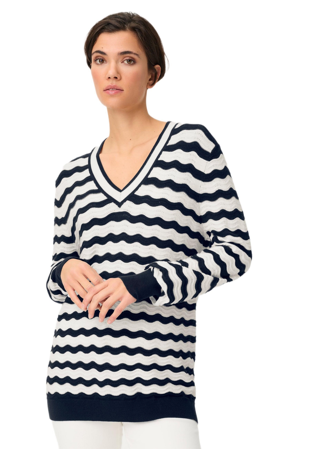 Olsen Women’s Wave Ajour Knit Sweater – Ink blue Olsen Women’s Wave Ajour Knit Sweater – Ink blue
