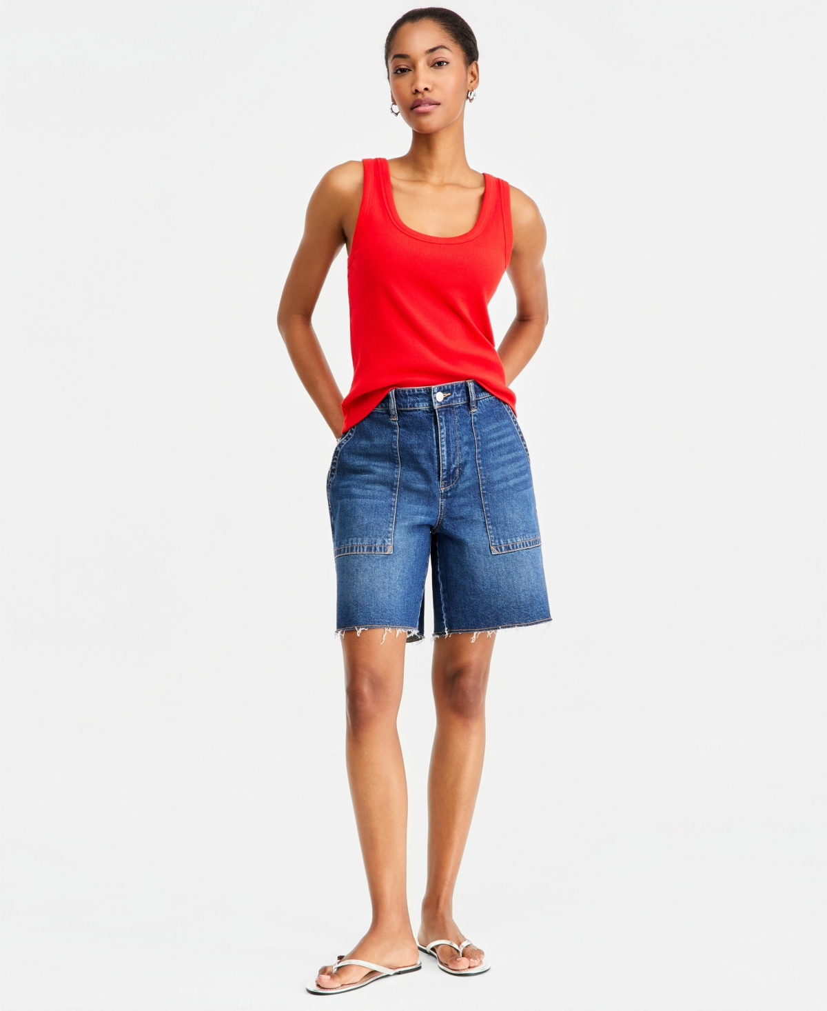 On 34th Women’s High Rise A-line Denim Utility Bermuda Shorts, Macy’s Exclusive – Santa Monica On 34th Women’s High Rise A-line Denim Utility Bermuda Shorts, Macy’s Exclusive – Santa Monica