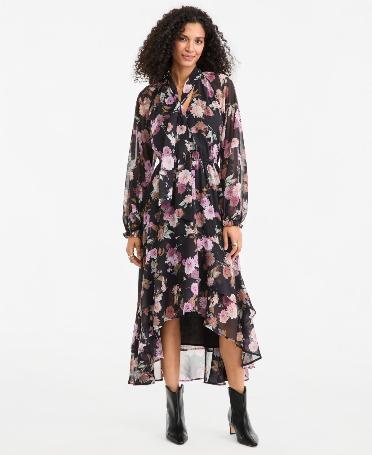 On 34th Women’s Long-Sleeve Floral High-Low Dress, Macy’s Exclusive – Dahlia Print On 34th Women’s Long-Sleeve Floral High-Low Dress, Macy’s Exclusive – Dahlia Print