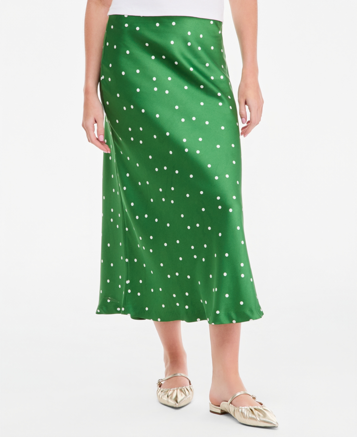 On 34th Women’s Printed Midi Slip Skirt, Macy’s Exclusive – Myrtle Green Combo