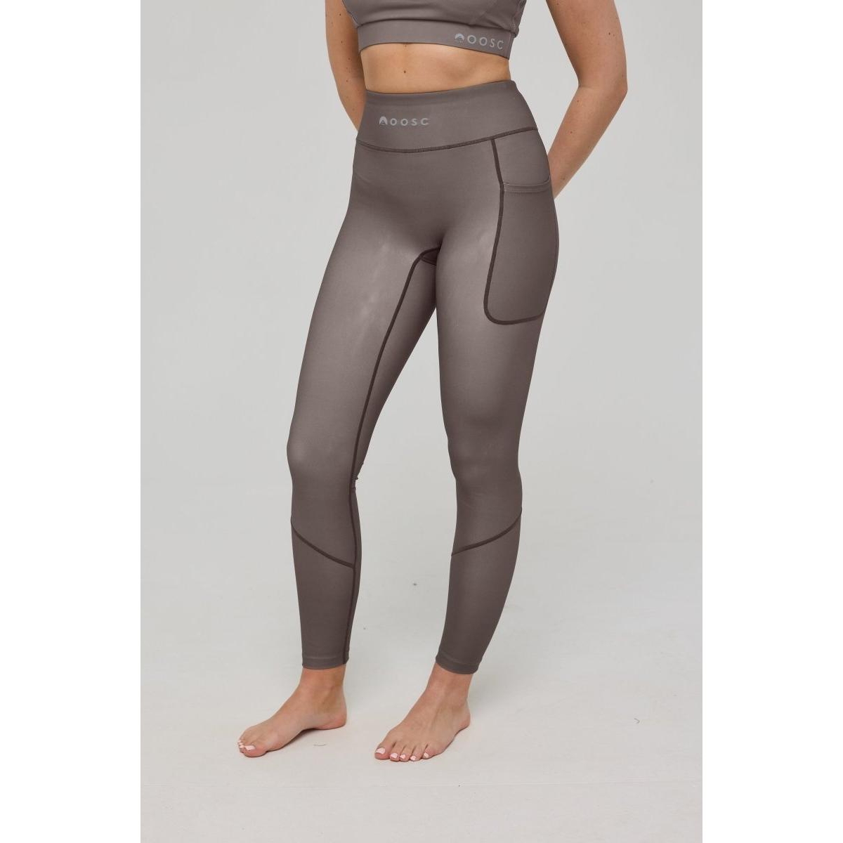 Oosc Women’s Infinite High Waisted Leggings – Khaki – Khaki