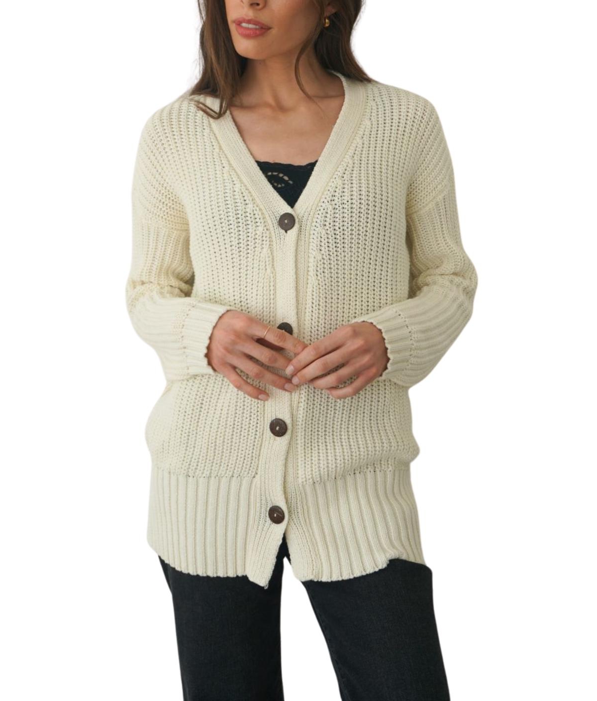 Paneros Clothing Women’s Cotton Emily Cardigan – Oat milk Paneros Clothing Women’s Cotton Emily Cardigan – Oat milk
