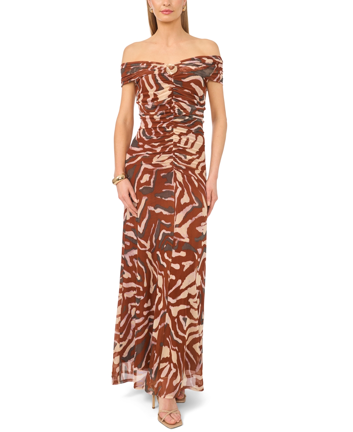 Parker Women’s Off-The-Shoulder Maxi Dress – Brown Multi Parker Women’s Off-The-Shoulder Maxi Dress – Brown Multi