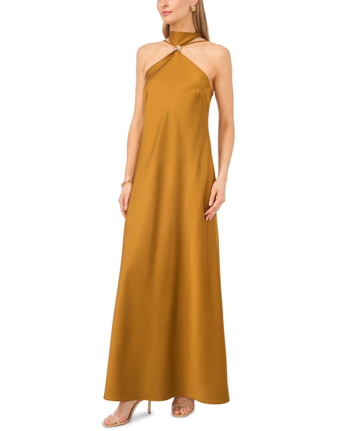 Parker Women’s Sleeveless Halter Neck Cutaway Maxi Dress – Gold Khaki Parker Women’s Sleeveless Halter Neck Cutaway Maxi Dress – Gold Khaki