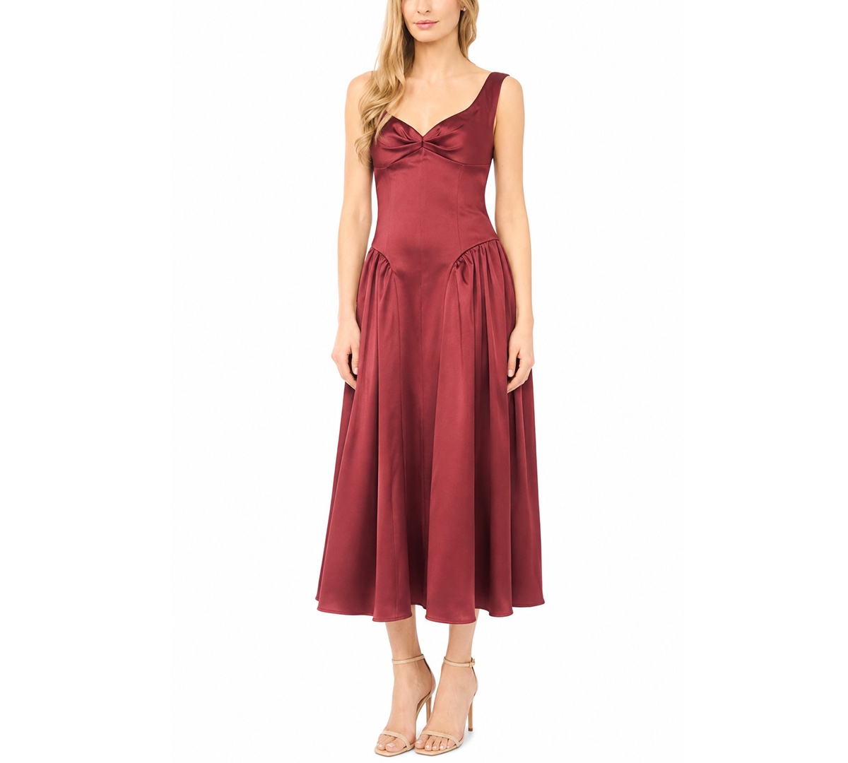 Parker Women’s Sweetheart Neckline Drop-Waist Satin Midi Dress – Port Parker Women’s Sweetheart Neckline Drop-Waist Satin Midi Dress – Port