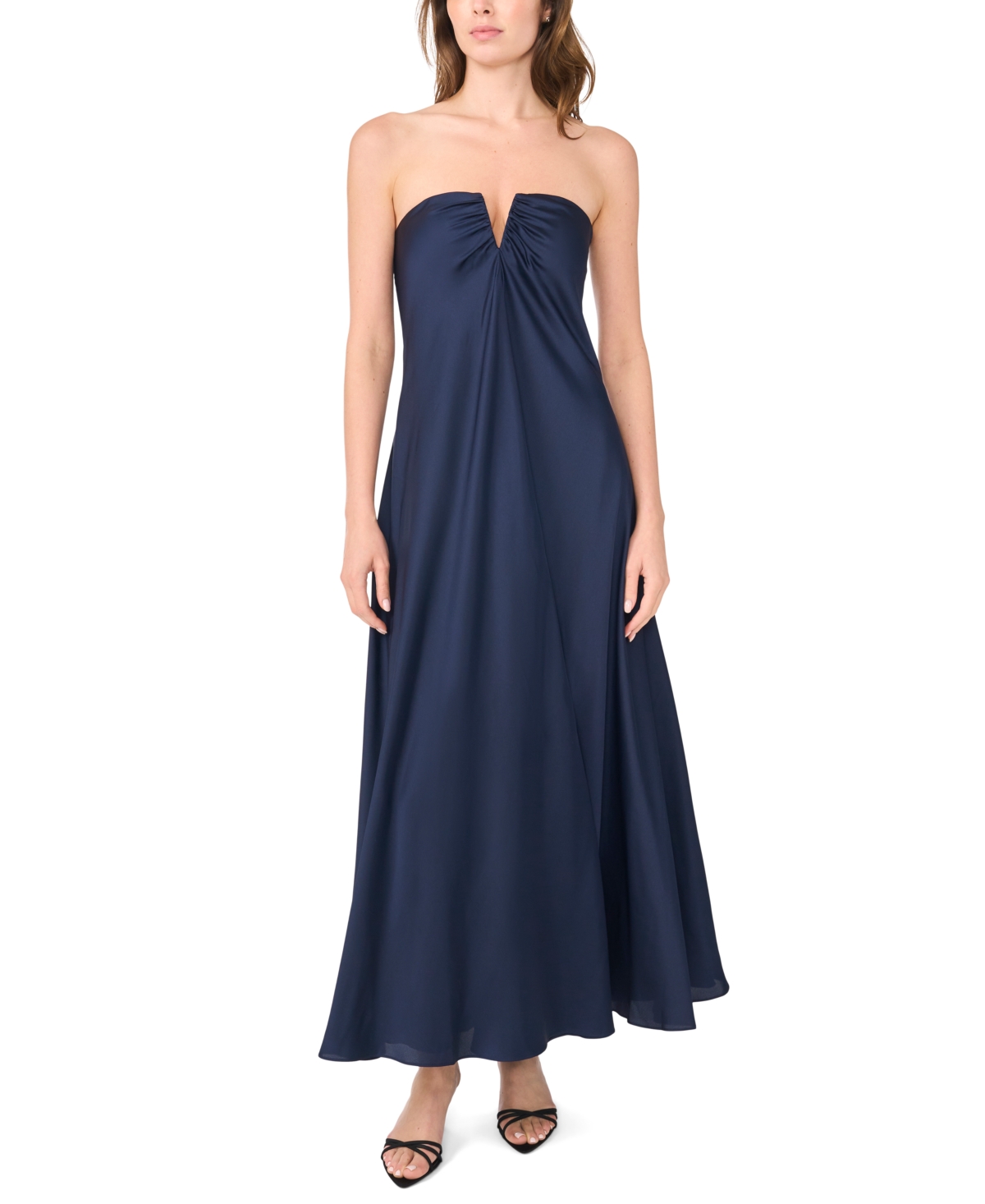 Parker Women’s The Emerson Maxi Strapless Satin Dress – Classic Navy