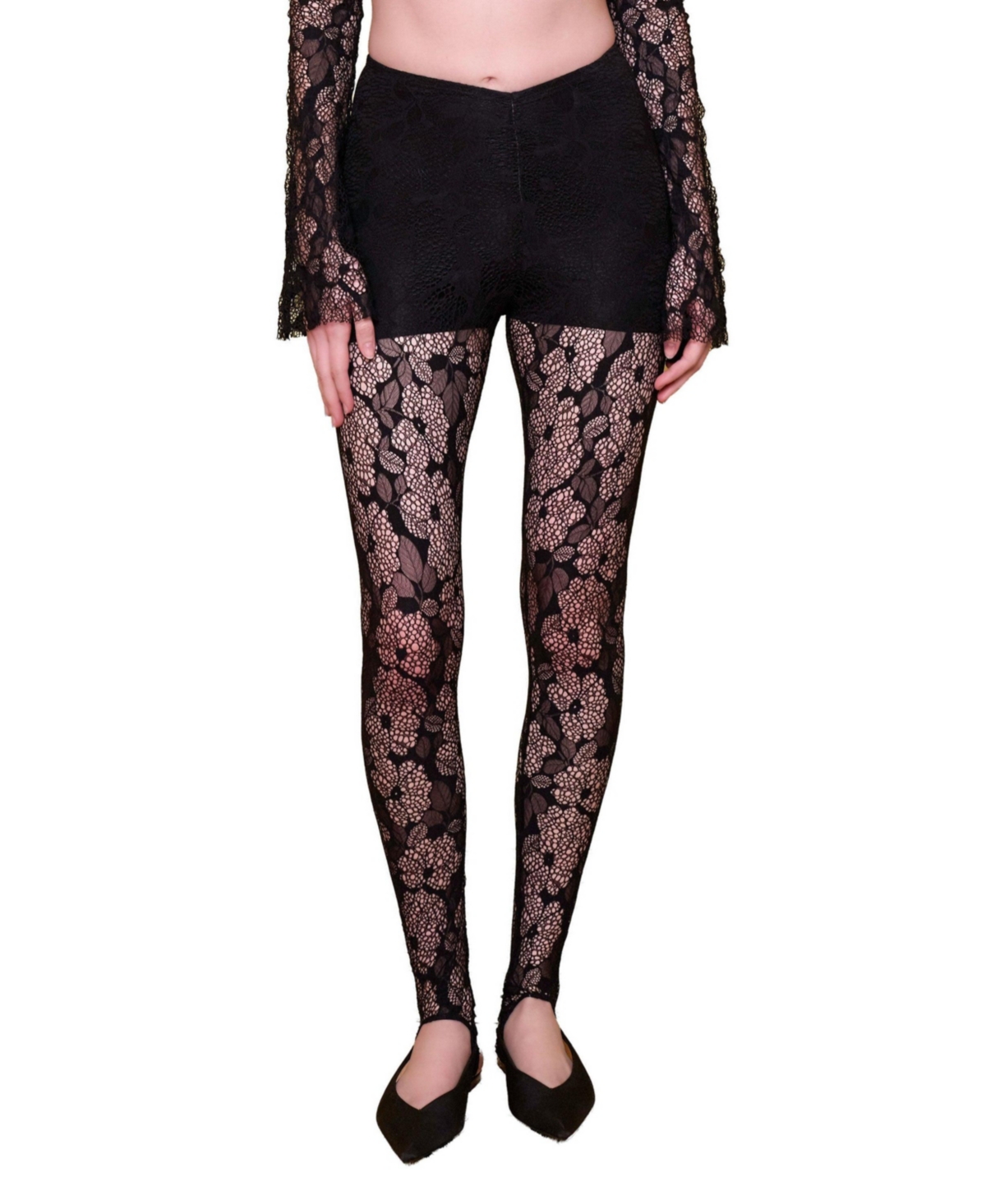 Pcfg Women’s The Party Edit Lace Leggings with Built In Ribbed Shorts – Black Pcfg Women’s The Party Edit Lace Leggings with Built In Ribbed Shorts – Black