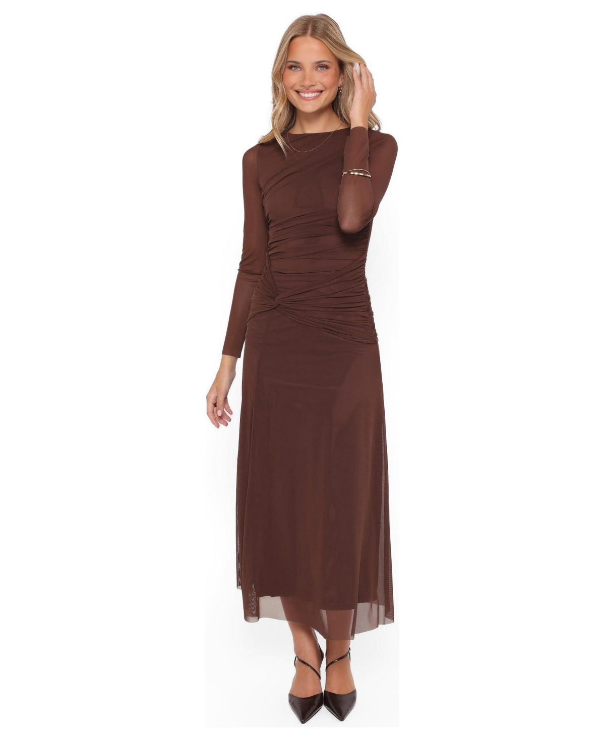 Petal and Pup Women’s Colton Long Sleeve Maxi Dress – Brown