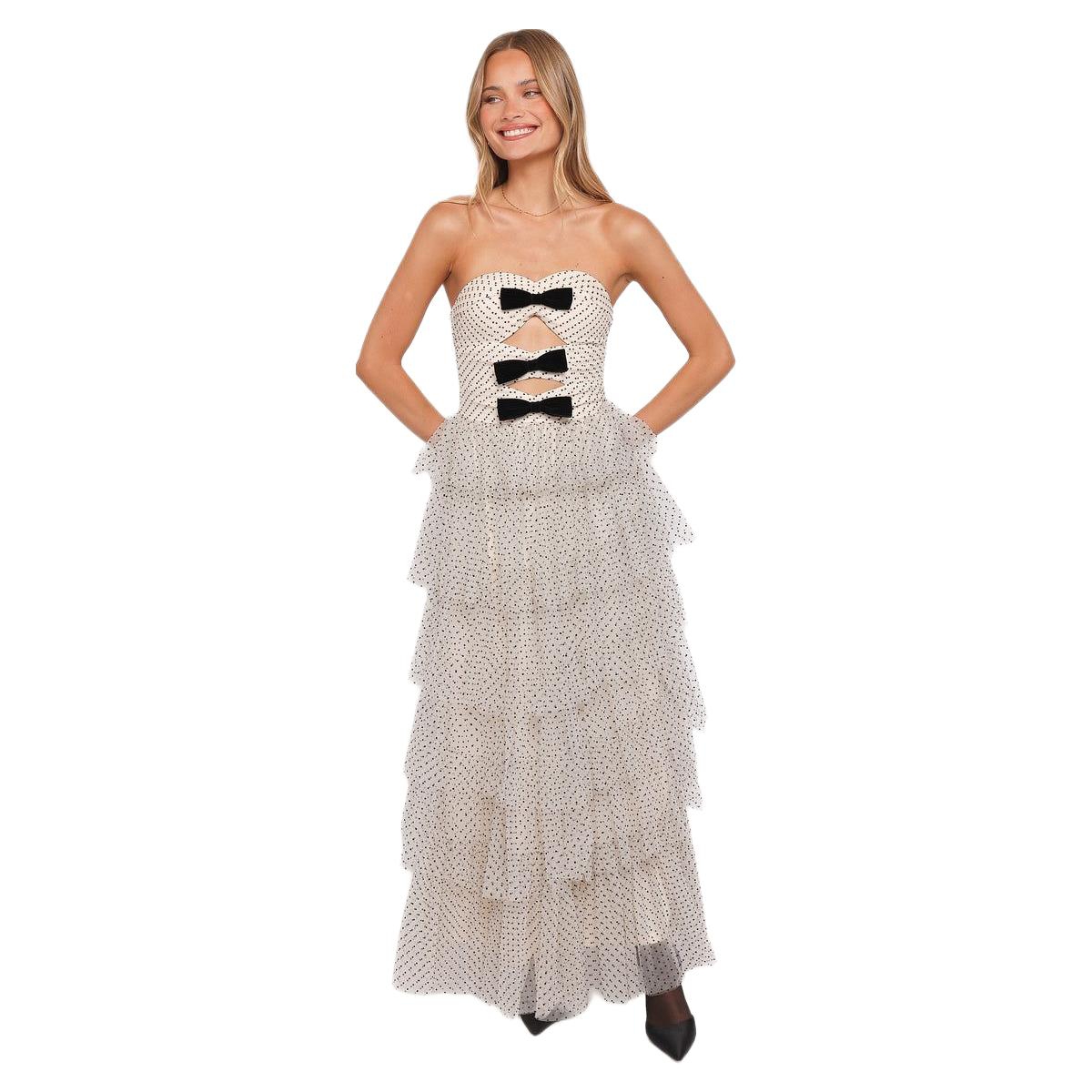 Petal and Pup Women’s Kelari Strapless Midi Dress – Cream polka dot Petal and Pup Women’s Kelari Strapless Midi Dress – Cream polka dot