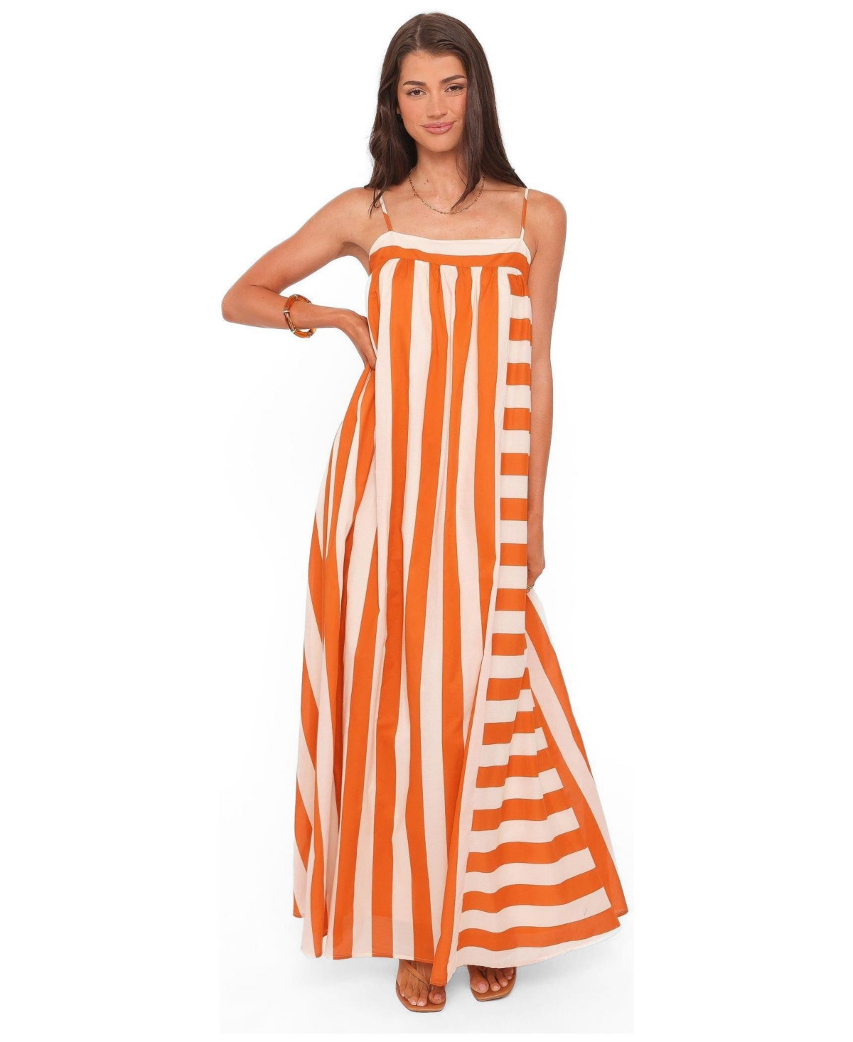 Petal and Pup Women’s Yanika Maxi Dress – Orange/white stripe Petal and Pup Women’s Yanika Maxi Dress – Orange/white stripe