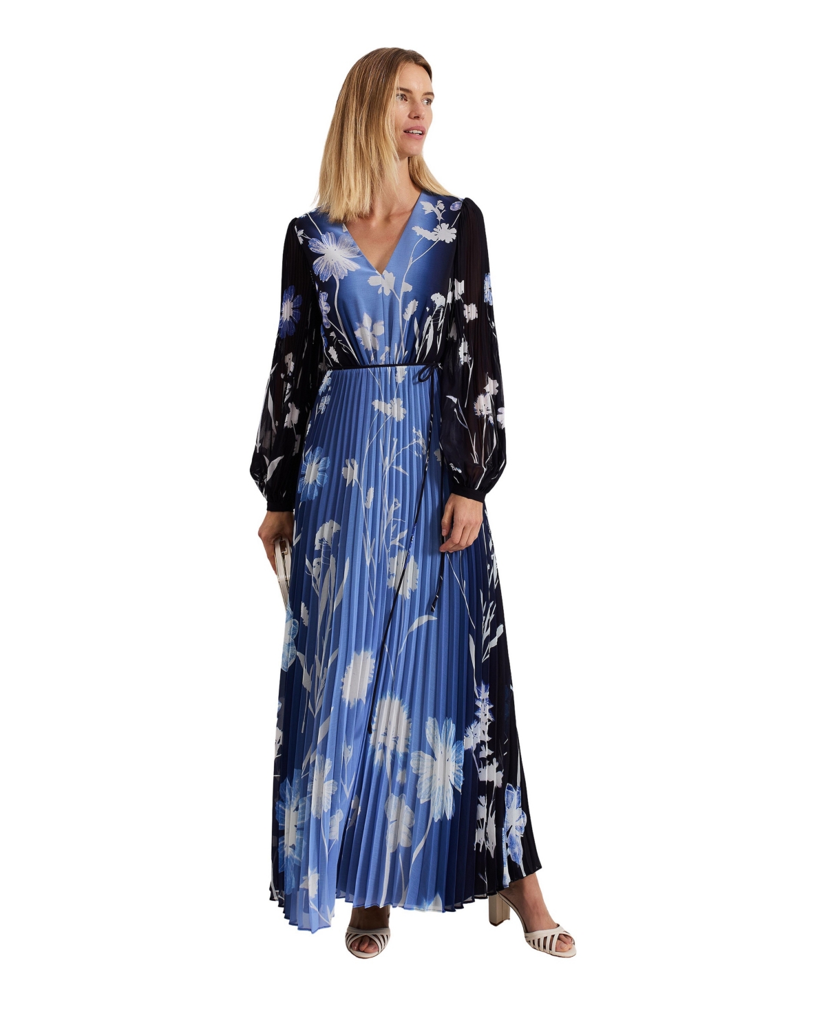 Phase Eight Women’s Annie Pleated Floral Maxi Dress – Blue Phase Eight Women’s Annie Pleated Floral Maxi Dress – Blue