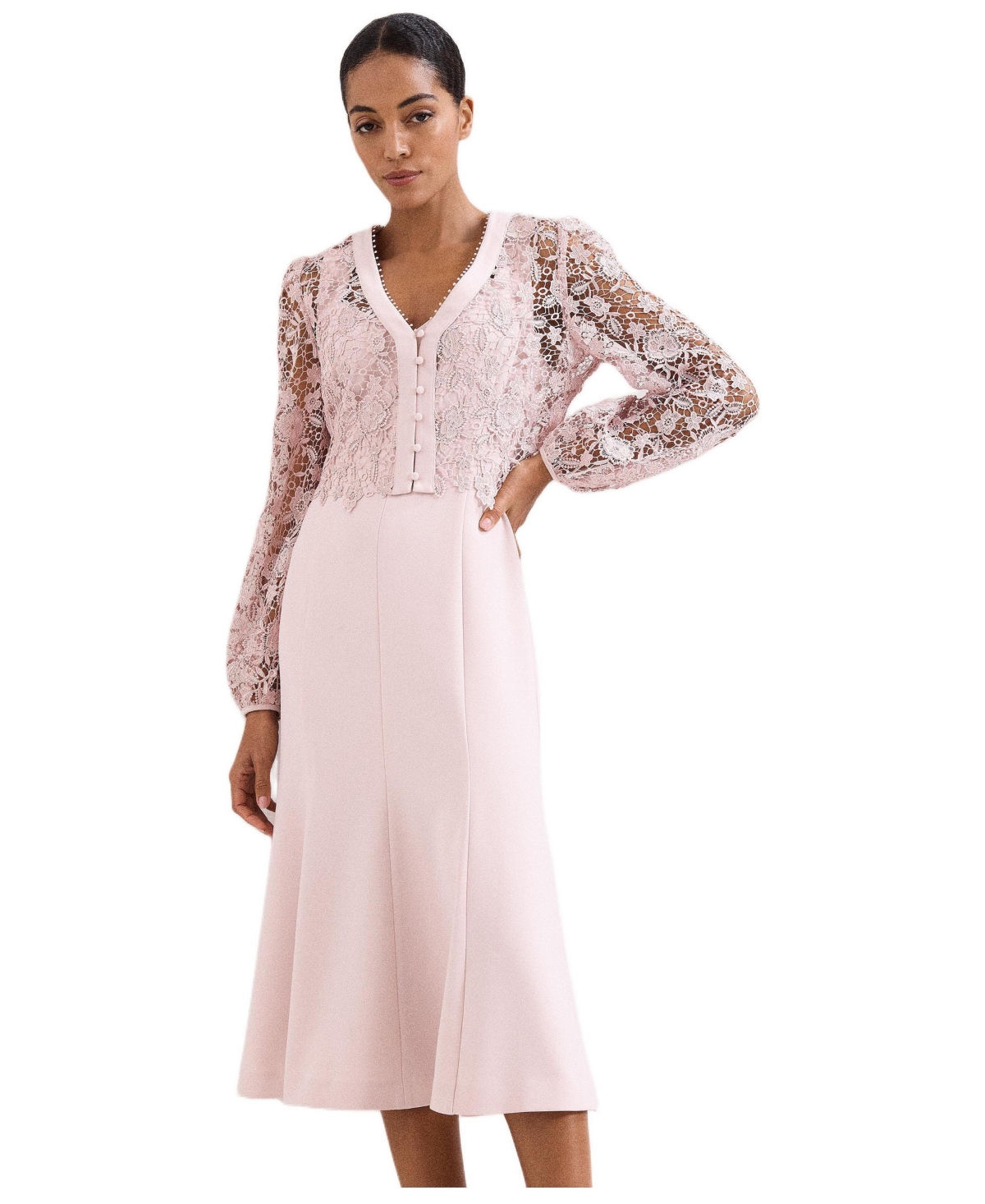 Phase Eight Women’s Ayumi Part Lace Midi Dress – Pink