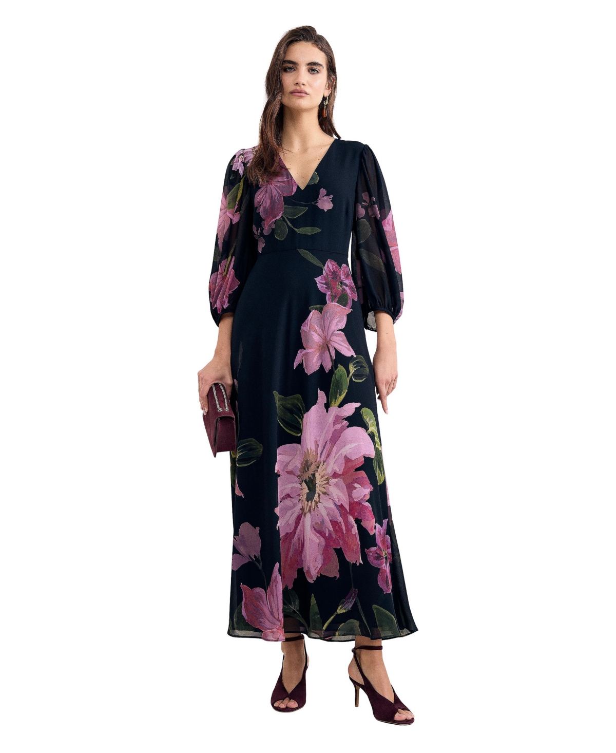 Phase Eight Women’s Betty Floral A-Line Billowed 3/4-Sleeve Maxi Dress – Navy Phase Eight Women’s Betty Floral A-Line Billowed 3/4-Sleeve Maxi Dress – Navy
