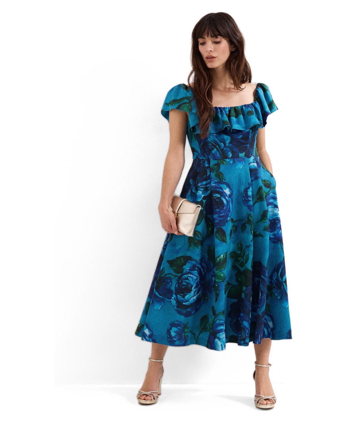Phase Eight Women’s Brianne Floral Midi Dress – Dark Blue