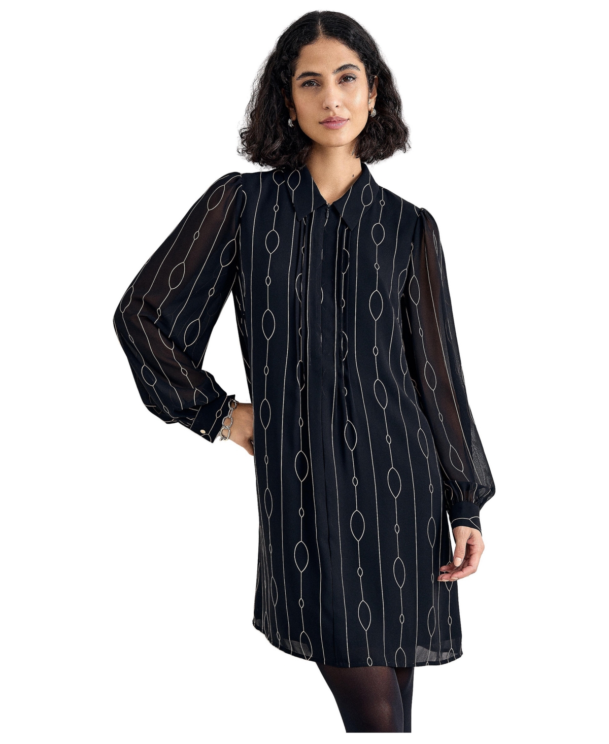 Phase Eight Women’s Candice Long-Sleeve Sheer-Sleeve Dress – Black