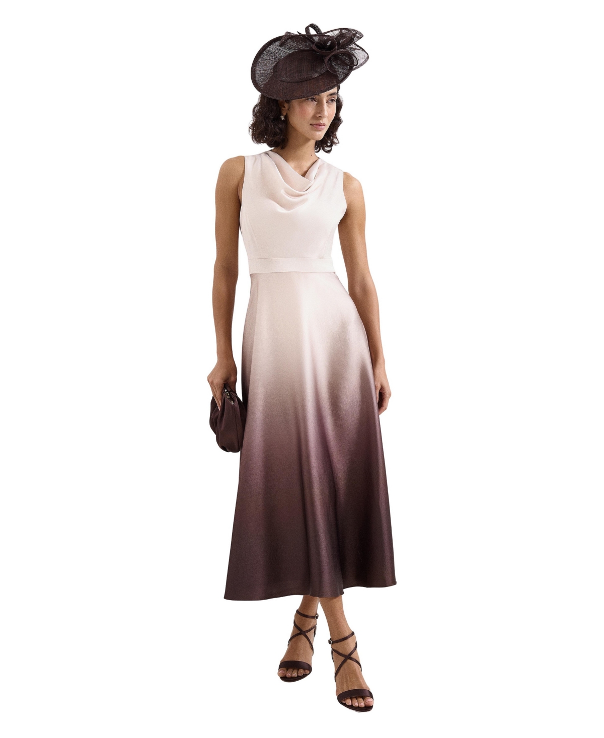 Phase Eight Women’s Cheryl Ombre Cowl Neck Midi Dress – Ivory