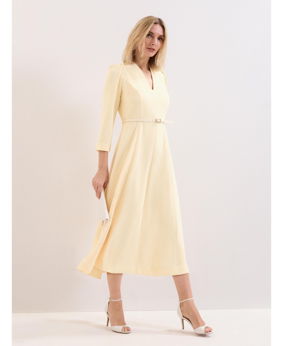 Phase Eight Women’s Danielle Belted Midi Dress – Pale yellow Phase Eight Women’s Danielle Belted Midi Dress – Pale yellow