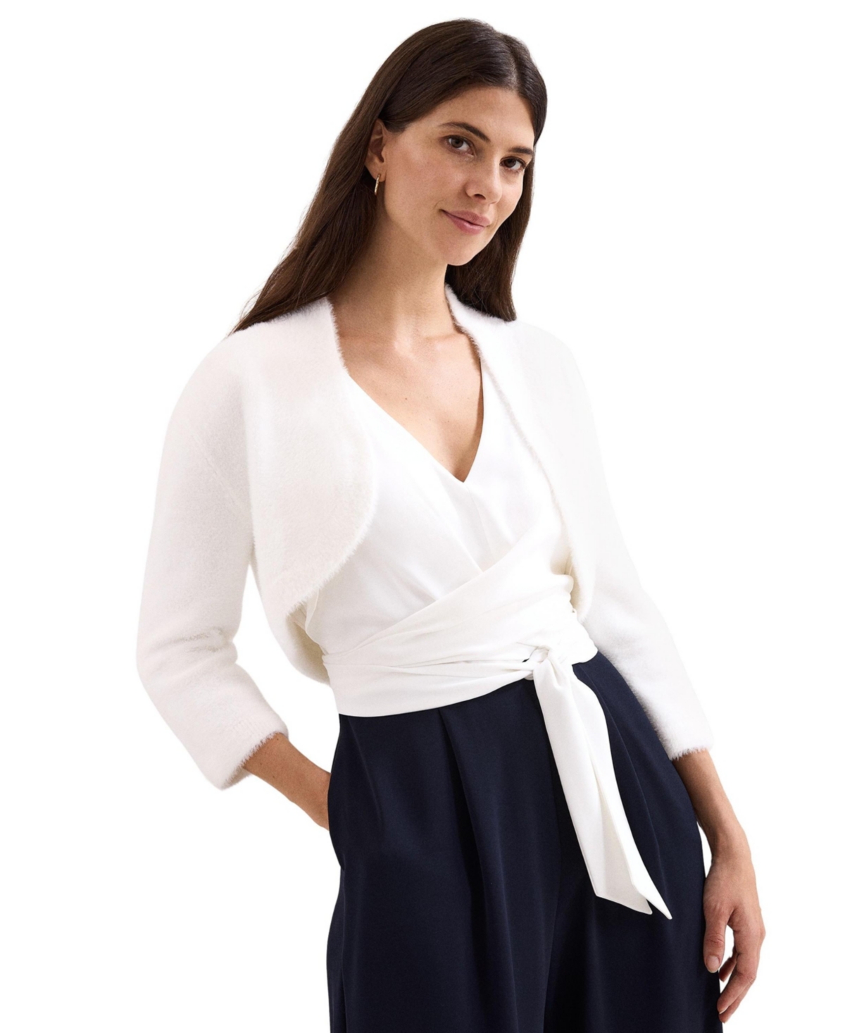 Phase Eight Women’s Fay Fluffy 3/4-Sleeve Bolero – Ivory