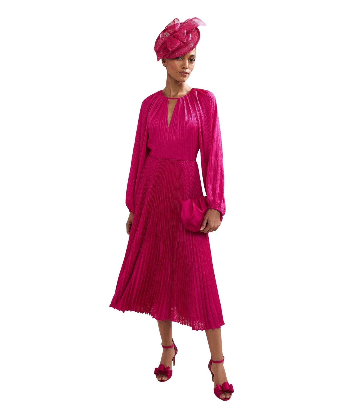 Phase Eight Women’s Faye Textured Pleat Dress – Pink