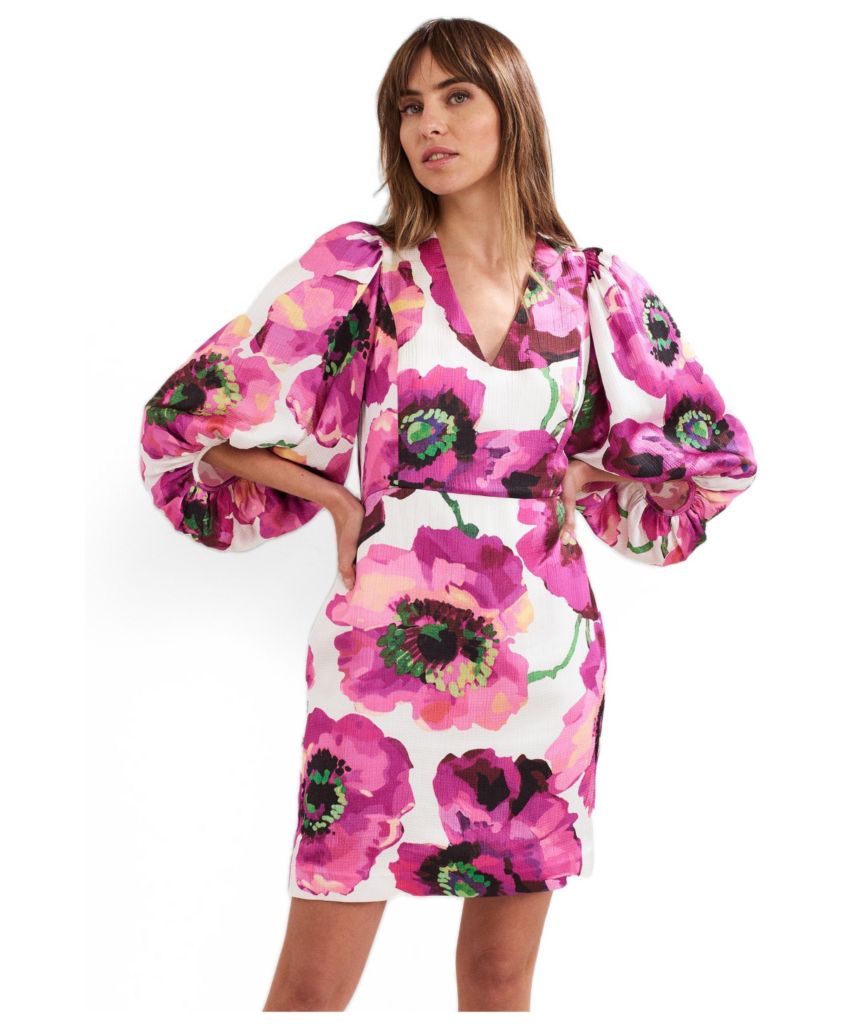 Phase Eight Women’s Fiona Puff Sleeve V-Neck Dress – Multi Phase Eight Women’s Fiona Puff Sleeve V-Neck Dress – Multi