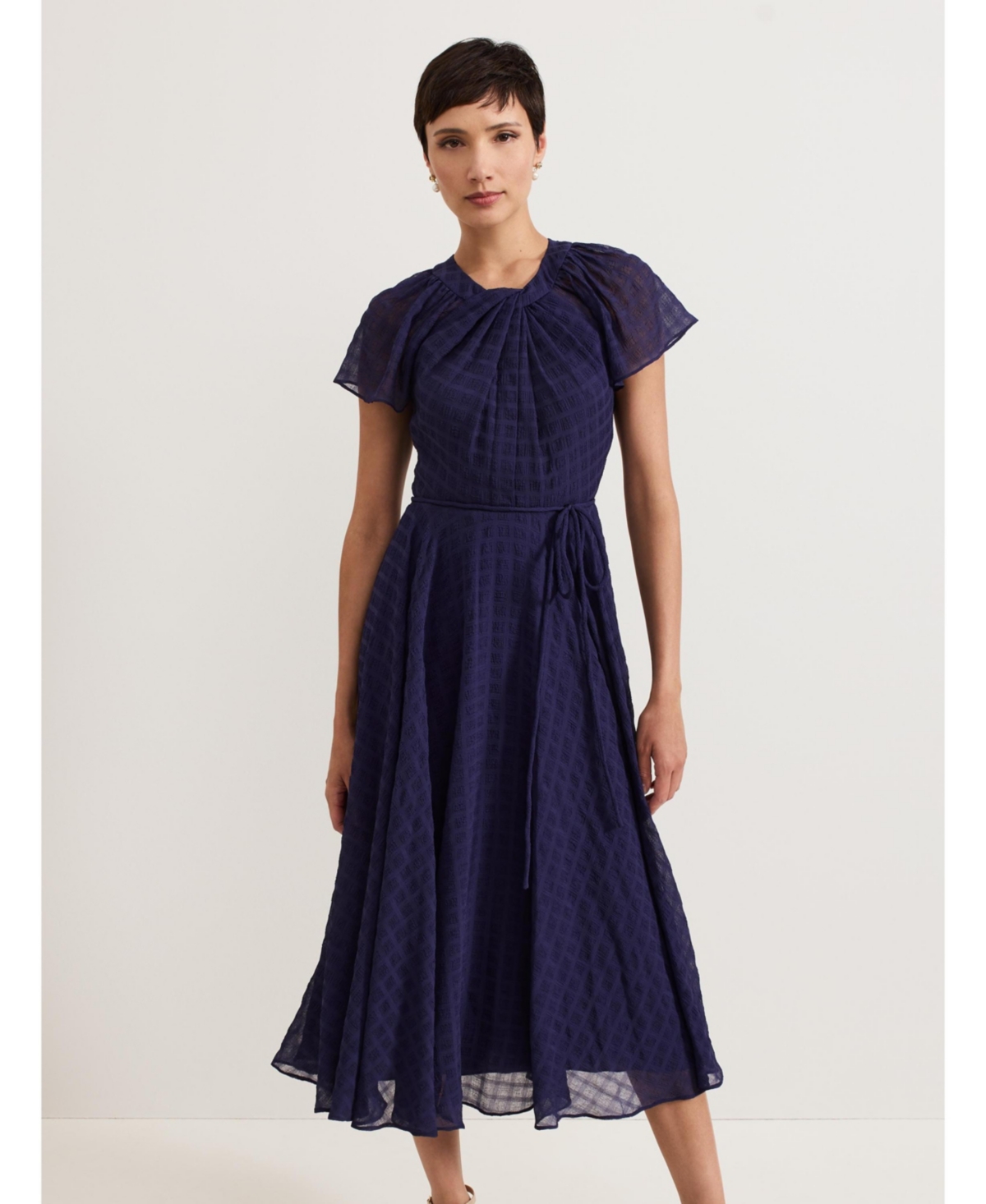 Phase Eight Women’s Gwen Pleated Textured Dress – Navy