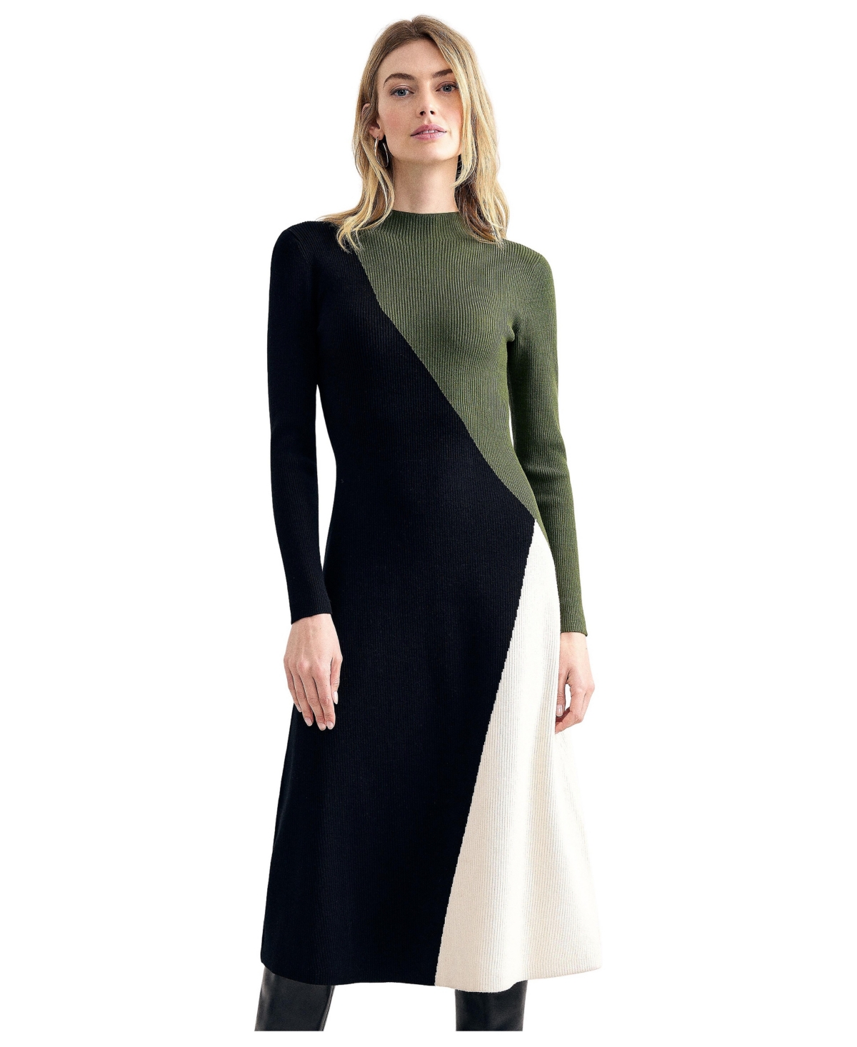 Phase Eight Women’s Julie Ribbed-Knit Mock-Neck Midi Dress – Black multi Phase Eight Women’s Julie Ribbed-Knit Mock-Neck Midi Dress – Black multi