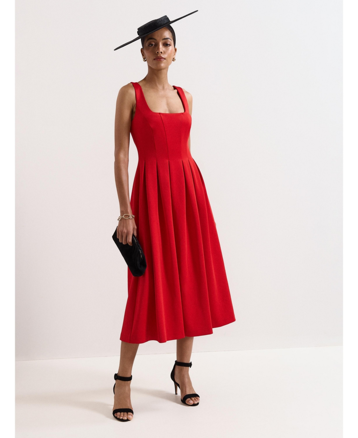 Phase Eight Women’s Katie Square-Neck Midi Dress – Red Phase Eight Women’s Katie Square-Neck Midi Dress – Red