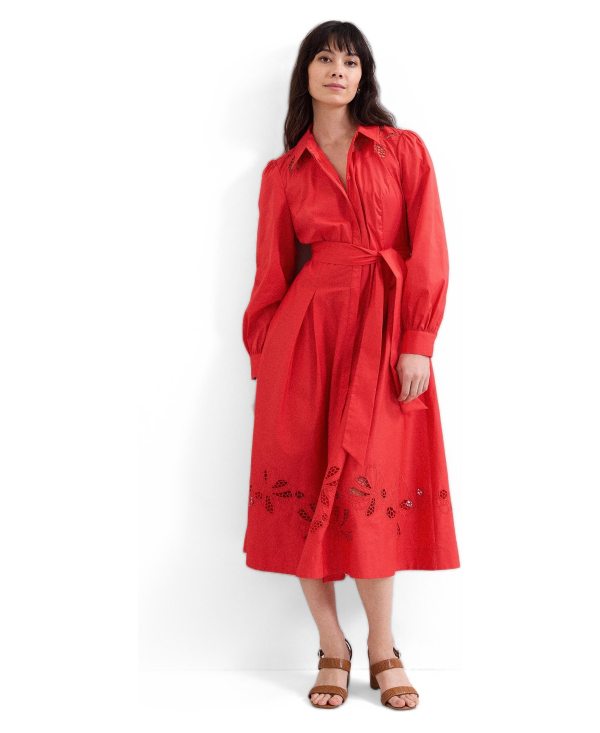 Phase Eight Women’s Kim Cutwork Hem Midi Dress – Red