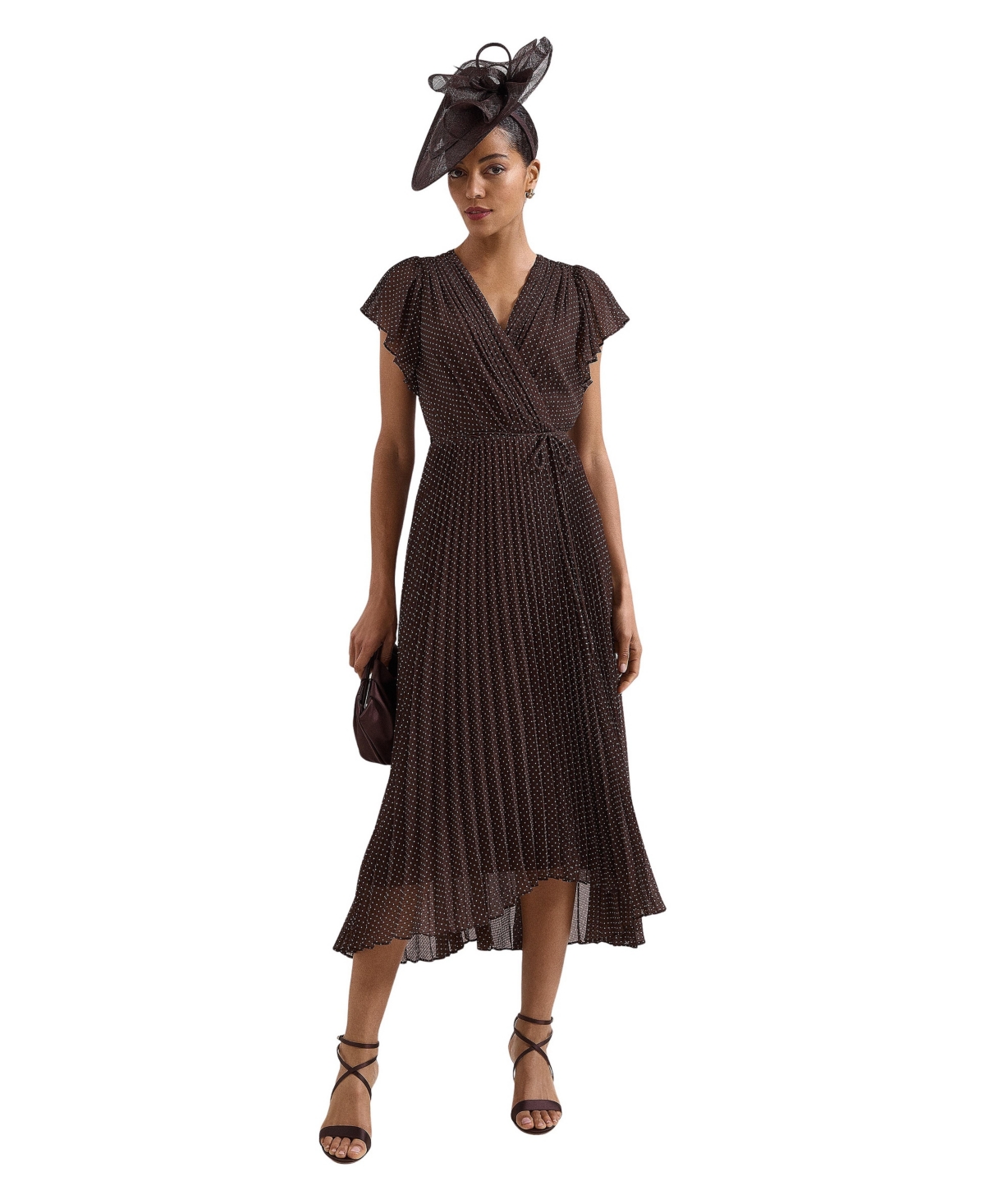 Phase Eight Women’s Louisa V-Neck Pleated Wrap Dress – Brown Phase Eight Women’s Louisa V-Neck Pleated Wrap Dress – Brown
