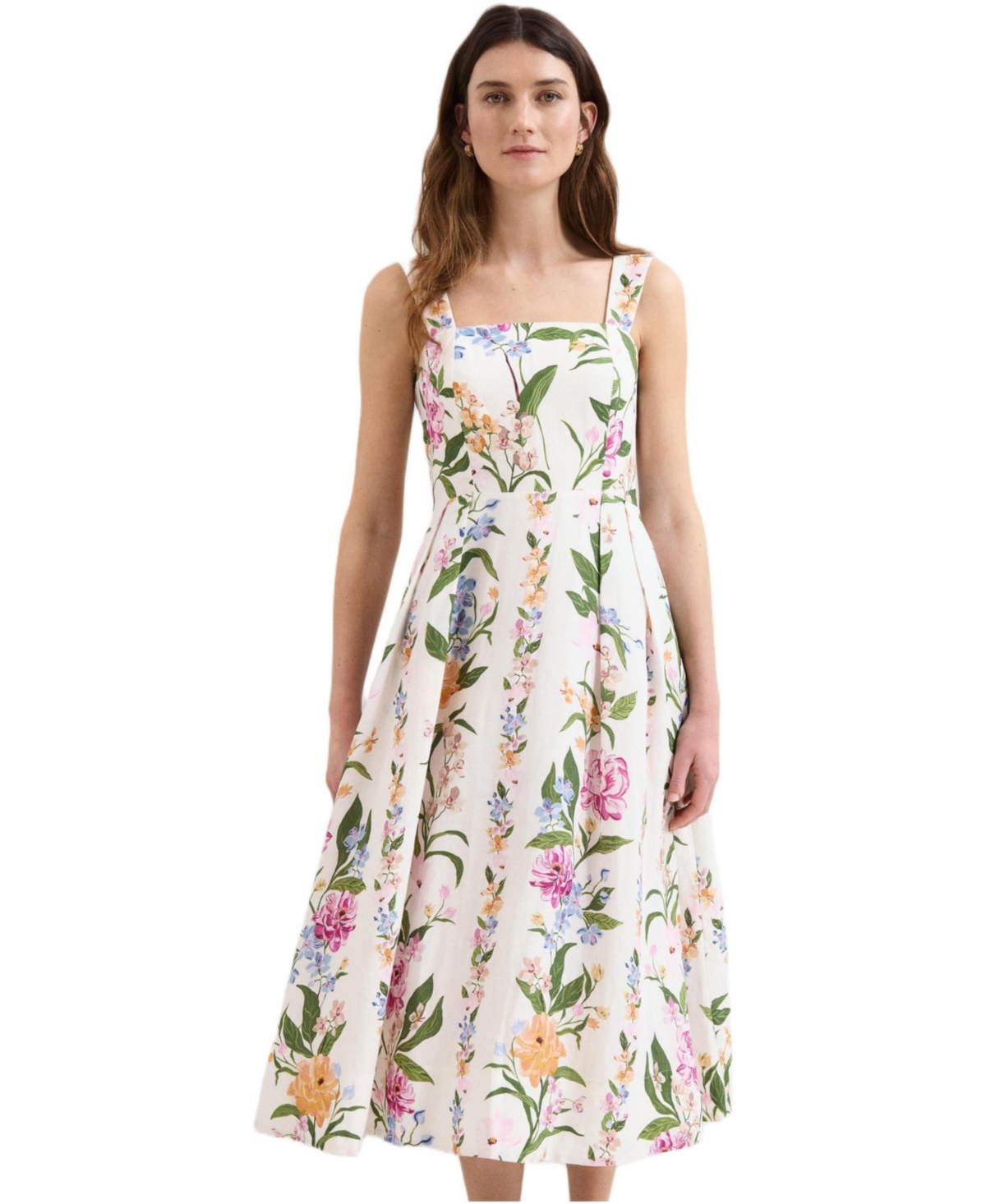 Phase Eight Women’s Lucia Linen Blend Square Neck Midi Dress – Multi Phase Eight Women’s Lucia Linen Blend Square Neck Midi Dress – Multi