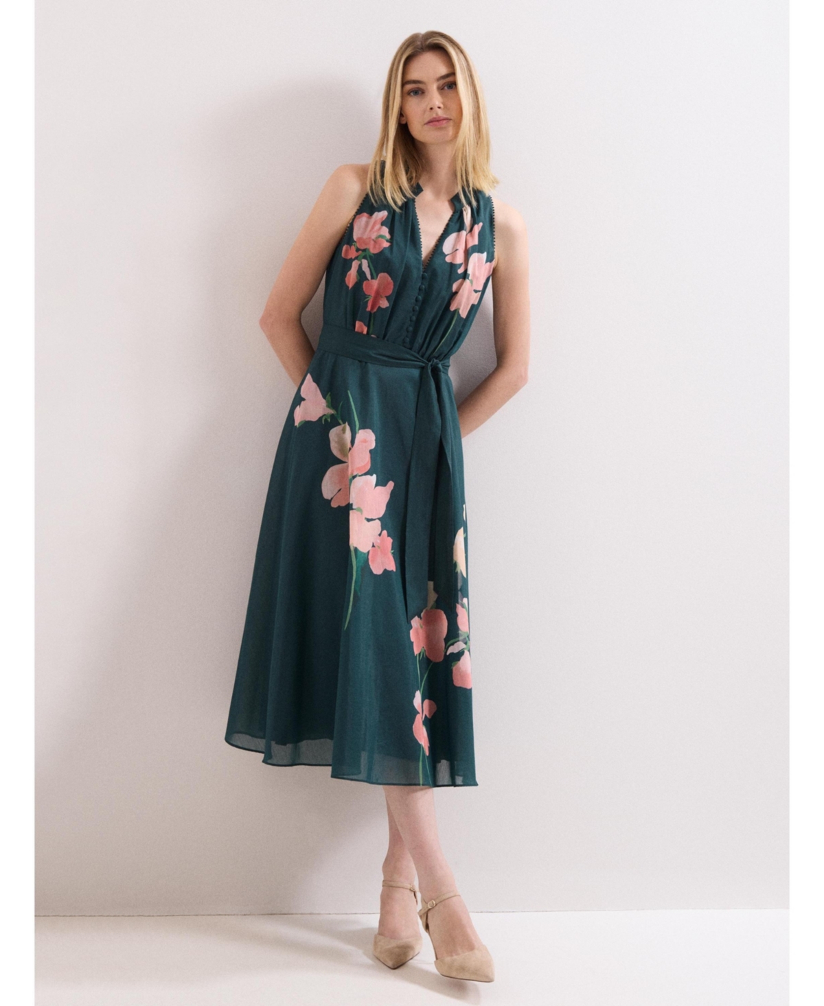 Phase Eight Women’s Lucinda Tie Waist Midi Dress – Bright Green