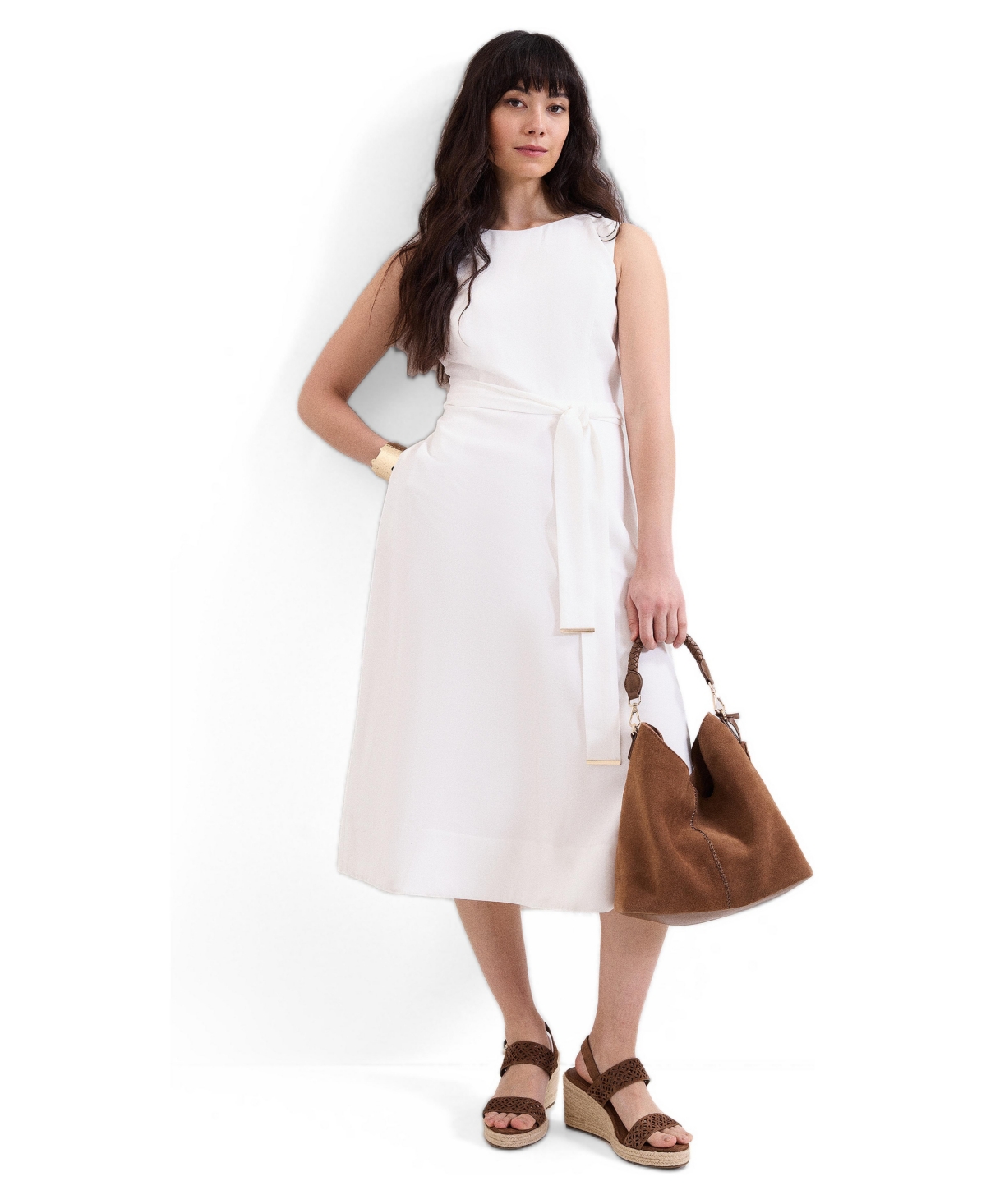 Phase Eight Women’s Marta Tie Belt Midi Dress – White