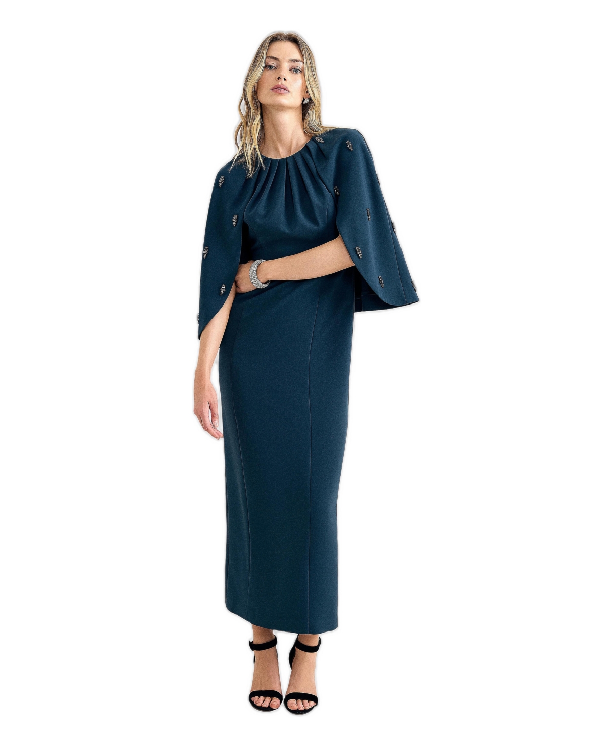 Phase Eight Women’s Michelle Embellished Cape Dress – Dark gre