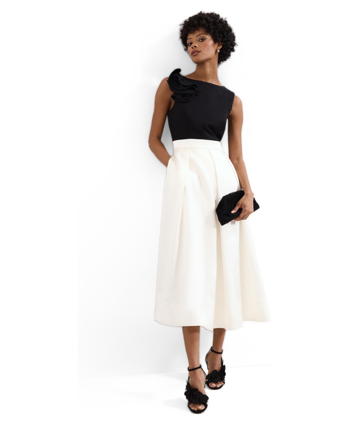 Phase Eight Women’s Perla Satin Midi Dress – Black/ivory