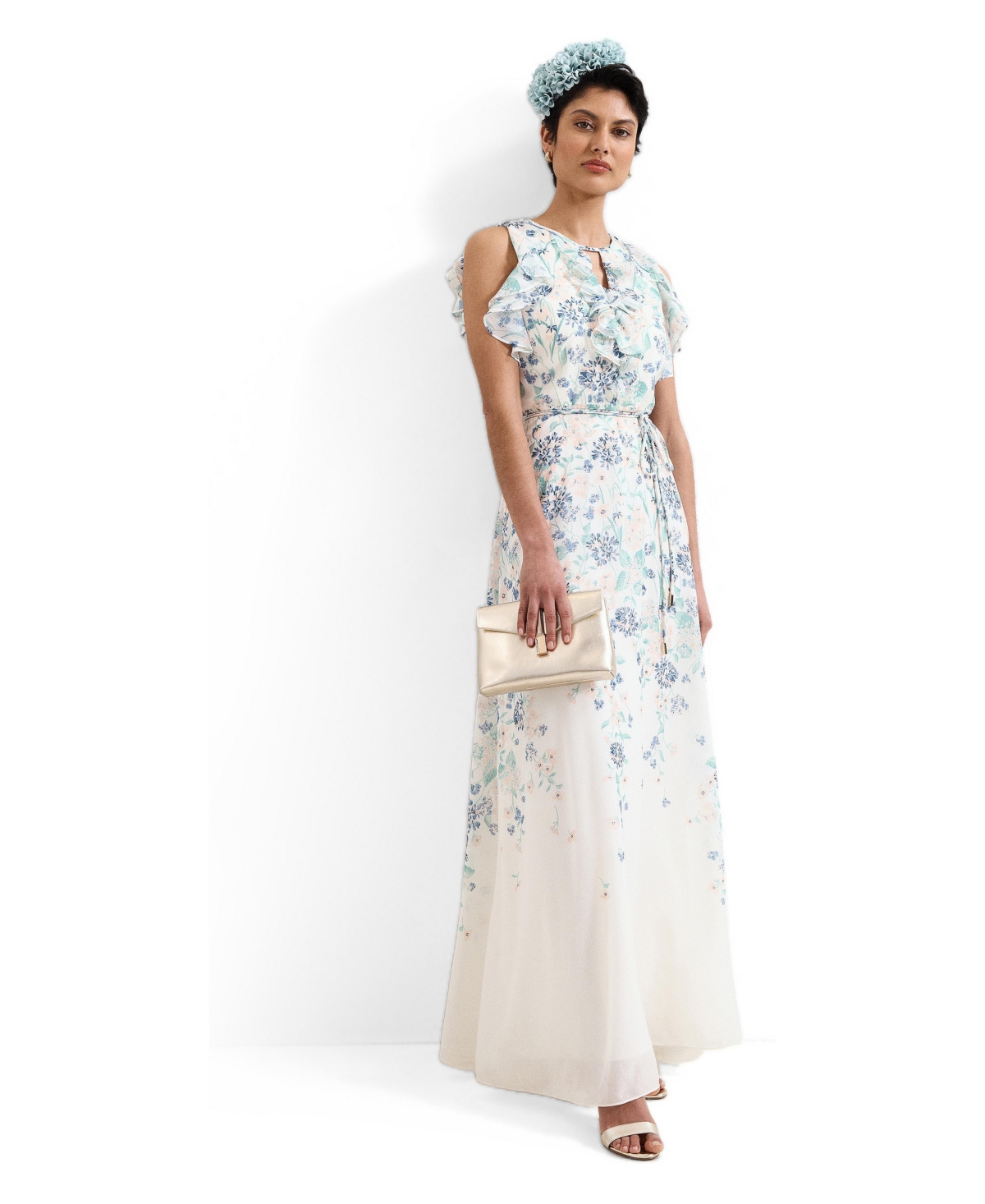 Phase Eight Women’s Rachel Floral Ruffle Detail Maxi Dress – Ivory