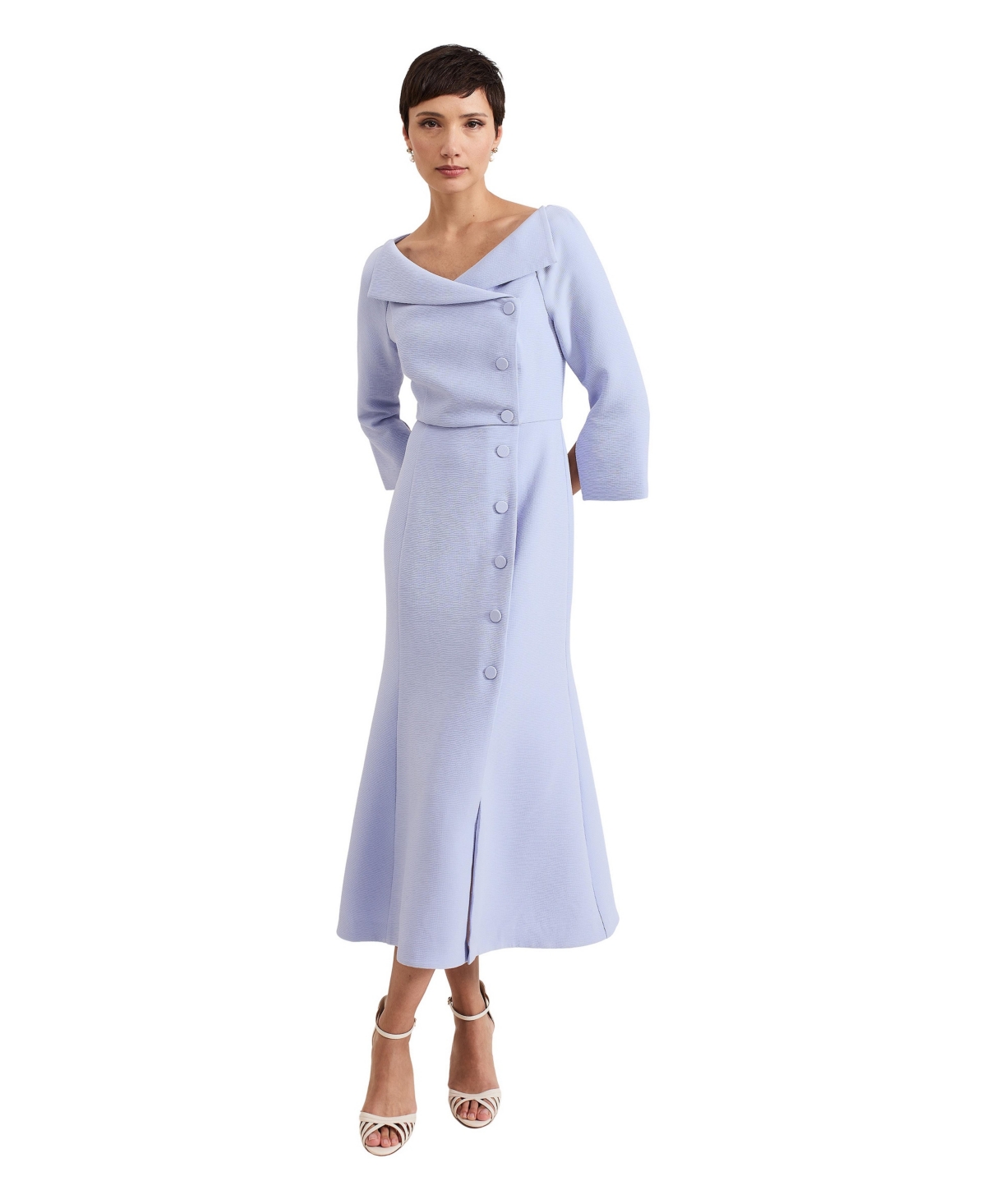 Phase Eight Women’s Sienna Asymmetric-Collar Midi Dress – Pale blue Phase Eight Women’s Sienna Asymmetric-Collar Midi Dress – Pale blue